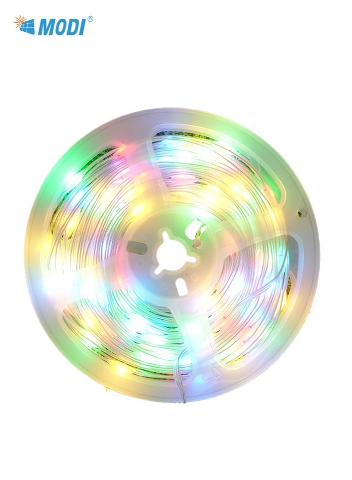 مودي أضواء سلسلة شمسية بطول 10 أمتار، متعددة الألوان RGB، مزودة بـ 8 أوضاع إضاءة، تعمل بالطاقة الشمسية أو عبر منفذ USB، مع جهاز تحكم عن بعد، مقاومة للماء، مثالية لتزيين المنازل في رمضان والعيد. - Image 4